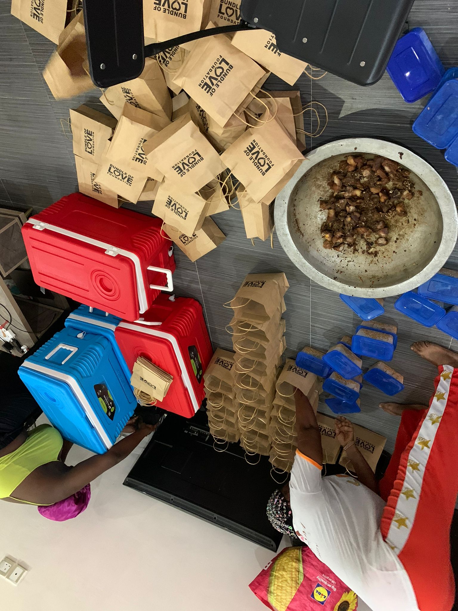 Children receiving food